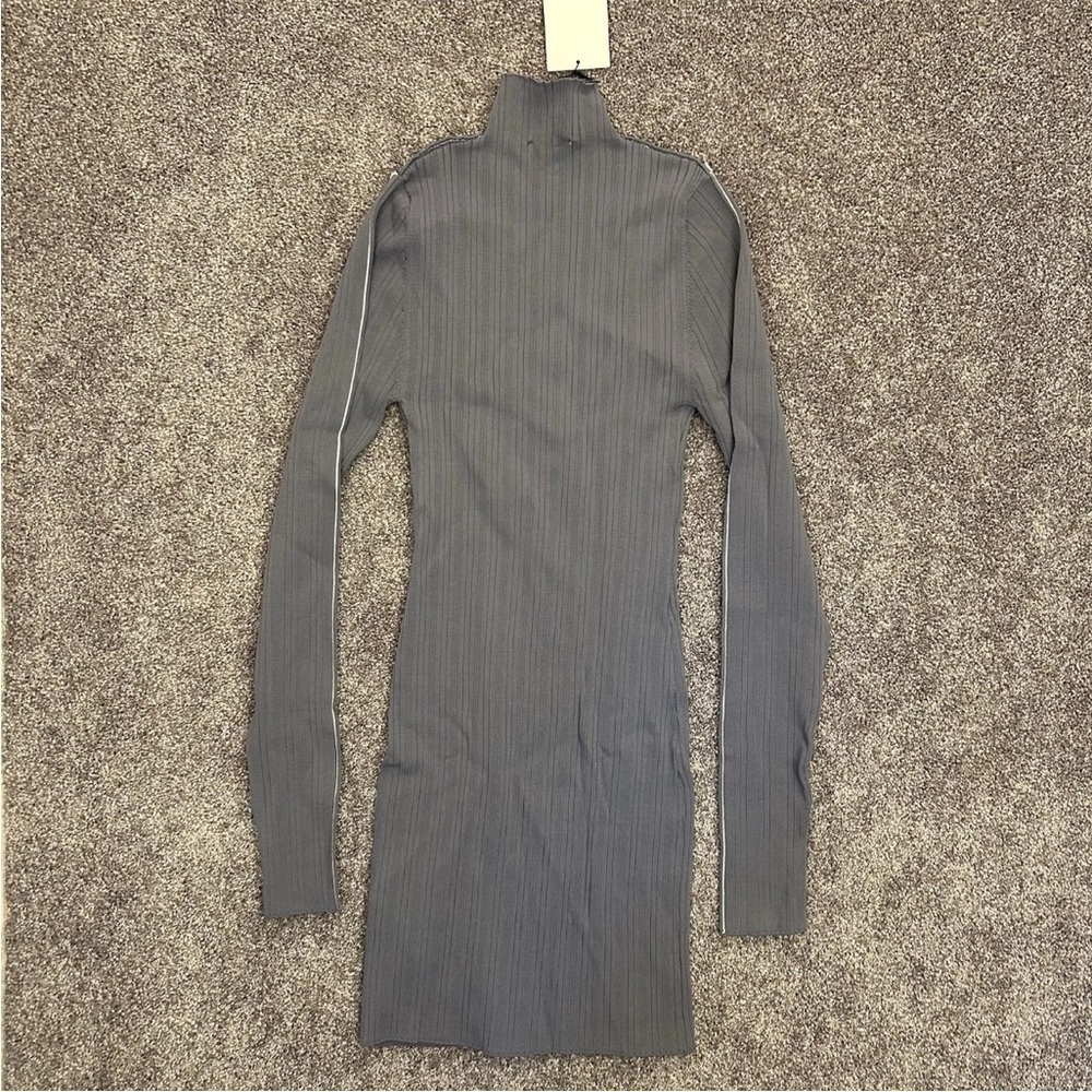 Zara Women's Long Sleeves Mini Dress Size M Gray Fitted Knit Stretch NWT $49.90 - Picture 9 of 16